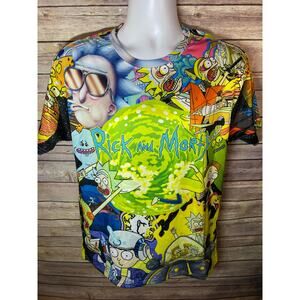 NWT Rick and Morty Men’s All‑Over Print Short Sleeve Shirt – Size Small –